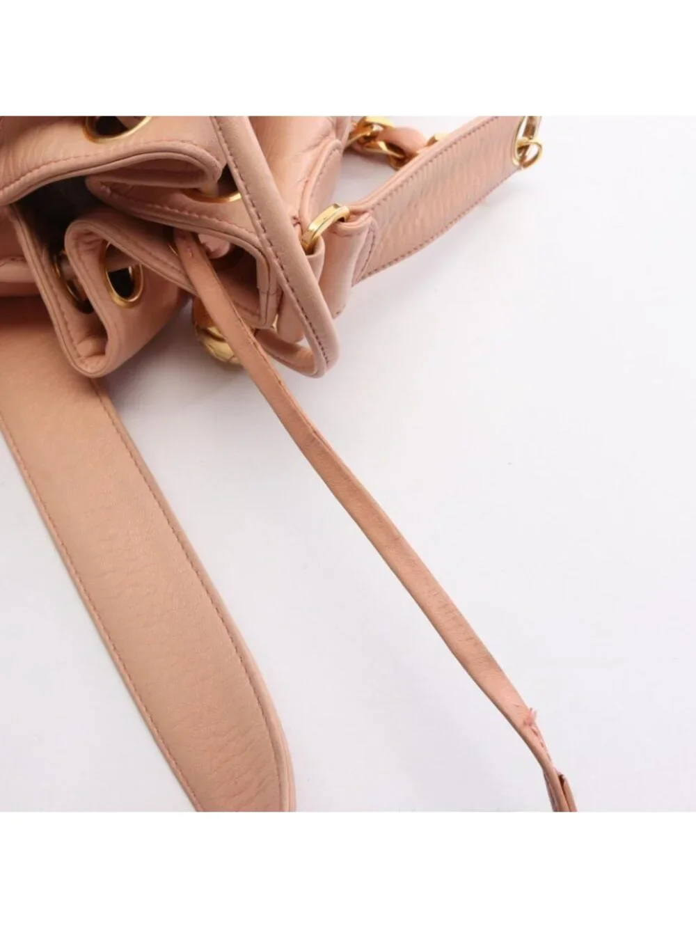 Chanel Shoulder Bag CC Logo Drawstring Light Pink Lambskin CC